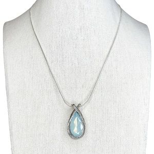 Napier Signed Vintage Opalescent Blue Teardrop Pendant Necklace